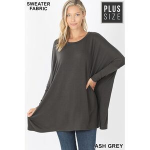 World of Leggings Oversized Round Neck Poncho Plus Size Sweater